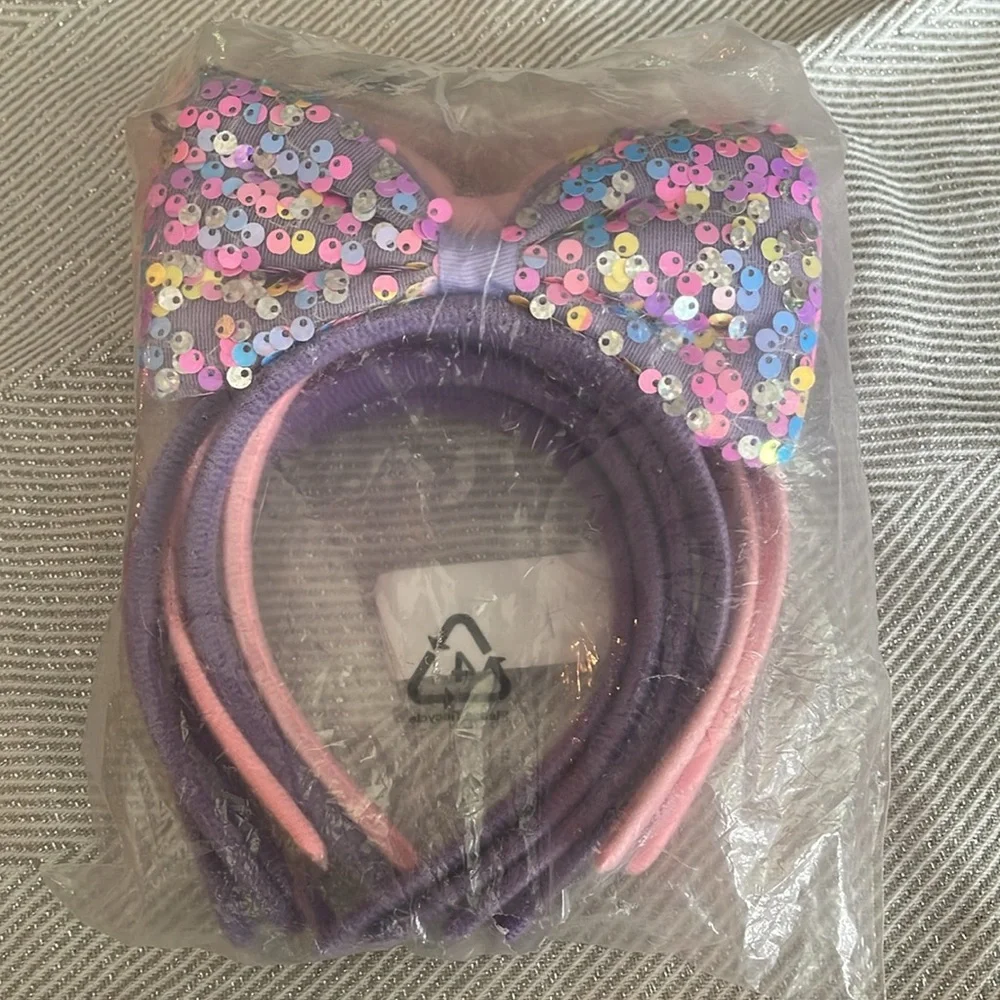 New pink and purple sequin headbands set of six new in bag